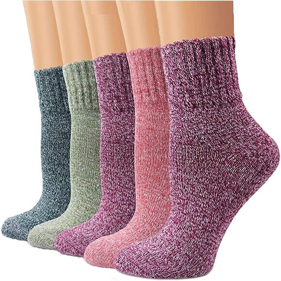 YZKKE 5Pack Womens Q-14 Vintage Winter Soft Warm Thick Cold Knit Wool Crew Sock - Picture 1 of 7